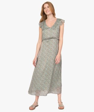 Robe femme à motifs fleuris et rayures pailletées vue1 - GEMO(FEMME PAP) - GEMO