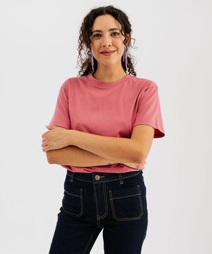 Tee-shirt manches courtes col rond uni en coton femme vue2 - GEMO 4G FEMME - GEMO