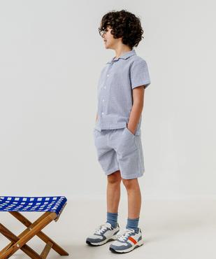 Short rayé en maille gaufrée garçon vue6 - GEMO (ENFANT) - GEMO