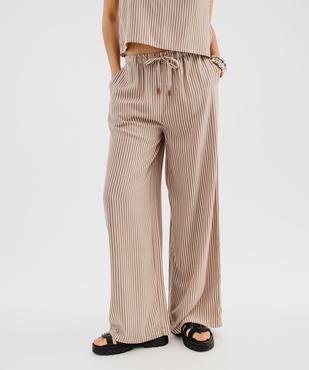 Pantalon large et fluide en viscose imprimée femme vue1 - GEMO 4G FEMME - GEMO