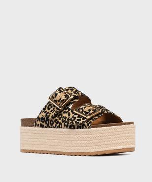Mules imprimé léopard à semelle plateforme femme - 5 Miles vue2 - 5 MILES - GEMO