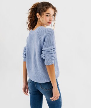 Pull en coton avec maille ajourées sur l’avant femme vue3 - GEMO(FEMME PAP) - GEMO