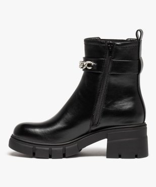 Boots femme à semelle crantée et bride avec chaine vue3 - GEMO(URBAIN) - GEMO