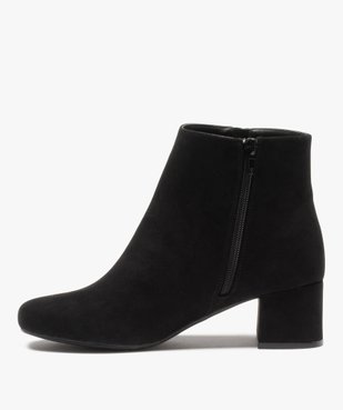 Boots femme à talon carré en suédine unie et zip décoratif vue3 - VALENTINA BALDA - GEMO