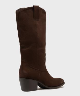 Bottes à talon en suédine look western femme - Follow Me vue4 - FOLLOW ME - GEMO