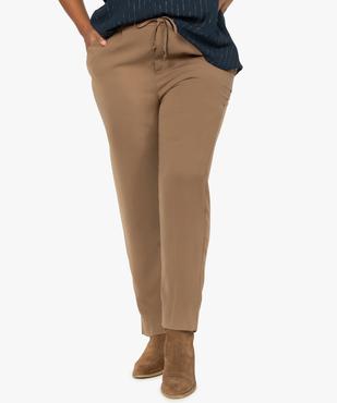 Pantalon femme en toile avec ceinture élastiquée vue1 - GEMO (G TAILLE) - GEMO