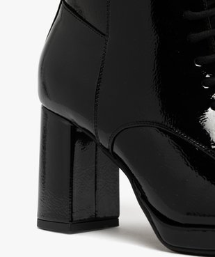 Boots femme vernies à talon flare avec lacets et zip intérieur vue7 - FOLLOW ME - GEMO
