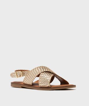 Sandales en cuir à larges brides tressées femme - LuluCastagnette vue3 - LULUCASTAGNETTE - GEMO