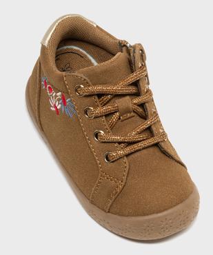Chaussures premiers pas en suédine à fleurs brodées bébé fille vue5 - LOVELY WINGS - GEMO