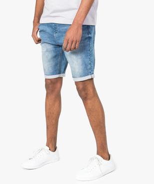Bermuda homme en jean à taille élastiquée vue1 - GEMO (HOMME) - GEMO