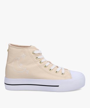 Baskets femme en toile montantes brodées lune vue1 - GEMO 4G FEMME - GEMO