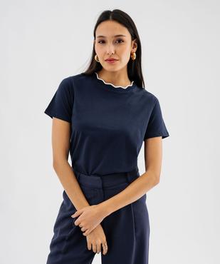 Tee-shirt manches courtes à col fantaisie femme vue2 - GEMO(FEMME PAP) - GEMO