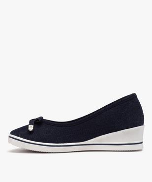 Ballerines femme en toile à talon compensé vue3 - GEMO 4G FEMME - GEMO