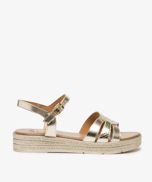 Sandales femme à brides brillantes avec semelle plateforme en corde vue1 - GEMO (CASUAL) - GEMO