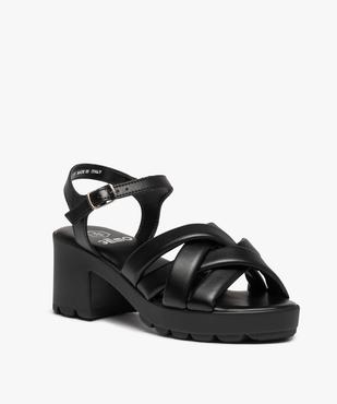 Sandales femme à talon unies à brides matelassées vue2 - GEMO(URBAIN) - GEMO