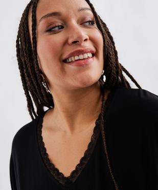 Tee-shirt manches courtes fluide à col V dentelle femme grande taille vue2 - GEMO 4G GT - GEMO