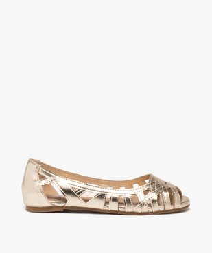Ballerines fille unies effet métallisé avec bout ouvert vue1 - GEMO (ENFANT) - GEMO