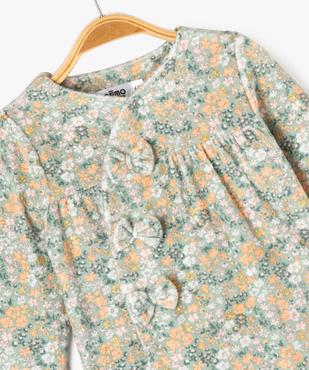 Pyjama en velours à motifs fleuris ouvert devant bébé fille vue2 - GEMO 4G BEBE - GEMO