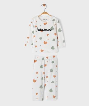 Pyjama 2 pièces en velours à motifs coeurs bébé vue1 - GEMO 4G BEBE - GEMO