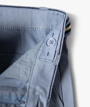 Bermuda garçon en toile avec revers et ceinture tricolore vue4 - GEMO 4G GARCON - GEMO