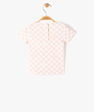 Tee-shirt bébé fille à manches courtes en maille côtelée à carreaux vue3 - GEMO(BEBE DEBT) - GEMO