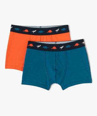Boxer en coton stretch uni avec motif dinosaures à la taille garçon (lot de 2) vue1 - GEMO 4G GARCON - GEMO