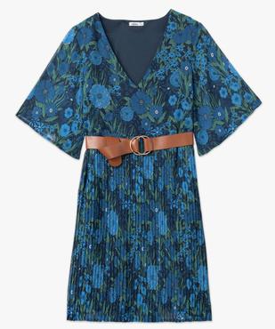 Robe femme imprimée à manches courtes et ceinture vue4 - GEMO(FEMME PAP) - GEMO