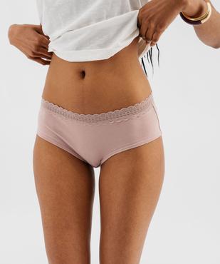 Shorty uni en coton stretch avec ceinture en dentelle femme (lot de 2) vue4 - GEMO 4G FEMME - GEMO
