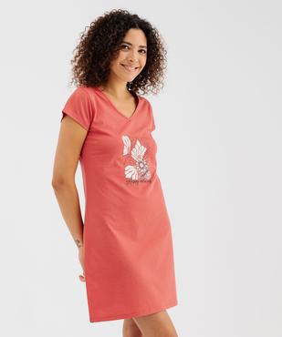 Chemise de nuit imprimée à manches courtes femme vue1 - GEMO 4G FEMME - GEMO