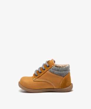 Chaussures premiers pas bébé garçon unies en cuir à col denim vue3 - GEMO(BEBE DEBT) - GEMO
