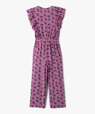 Combinaison pantalon à manches volantées en viscose imprimée fille vue4 - GEMO 4G FILLE - GEMO