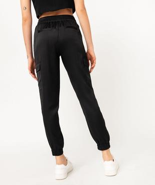 Pantalon cargo en satin à taille élastiquée femme vue3 - GEMO(FEMME PAP) - GEMO
