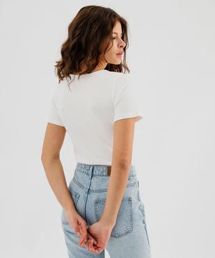 Body à manches courtes en maille côtelée femme vue3 - GEMO 4G FEMME - GEMO