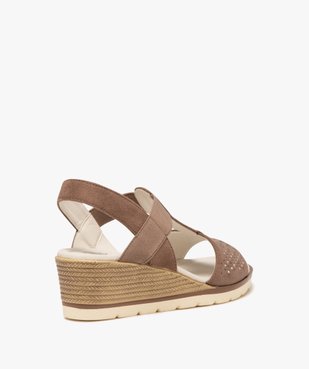 Sandales femme confort à talon compensé avec bride élastique et strass fantaisie vue4 - GEMO (CONFORT) - GEMO