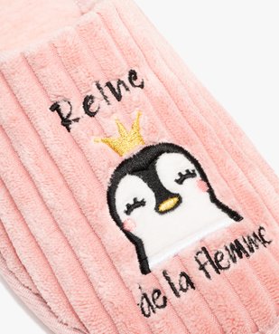 Chaussons femme mules en velours côtelé dessus fantaisie vue6 - GEMO(HOMWR FEM) - GEMO