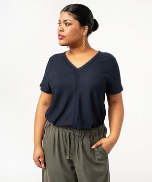 Tee-shirt à manches courtes et col V femme grande taille vue1 - GEMO (G TAILLE) - GEMO