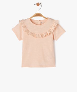 Tee-shirt manches courtes à plastron volanté bébé fille vue1 - GEMO(BEBE DEBT) - GEMO