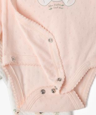 Ensemble 3 pièces bébé fille pyjama + body manches longues + bavoir vue3 - GEMO(BB COUCHE) - GEMO