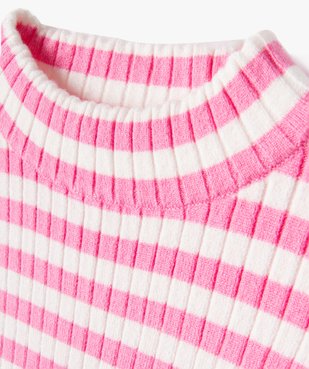 Pull rayé en maille côtelée fille vue3 - GEMO (ENFANT) - GEMO