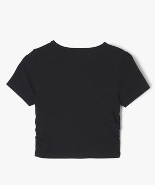 Tee-shirt manches courtes crop top à fronces fille vue3 - GEMO 4G FILLE - GEMO
