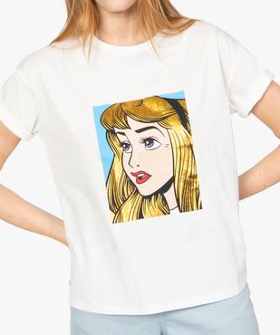 Tee-shirt femme à manches courtes avec message - Disney vue2 - DISNEY DTR - GEMO
