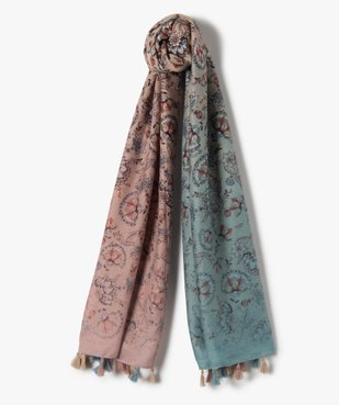 Foulard femme à motifs fleuris et pompons vue1 - GEMO (ACCESS) - GEMO