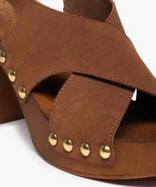 Sandales femme style sabots à talon dessus cuir clouté vue6 - GEMO(URBAIN) - GEMO