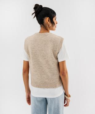 Pull sans manches en maille douillette chinée femme vue3 - GEMO(FEMME PAP) - GEMO