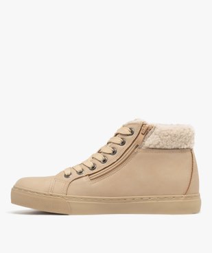 Baskets femme mid-cut unies avec col fourré et à zip vue3 - FOLLOW ME G4G - GEMO