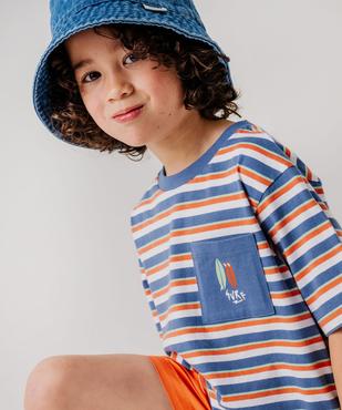 Tee-shirt manches courtes à rayures multicolores garçon vue1 - GEMO 4G GARCON - GEMO