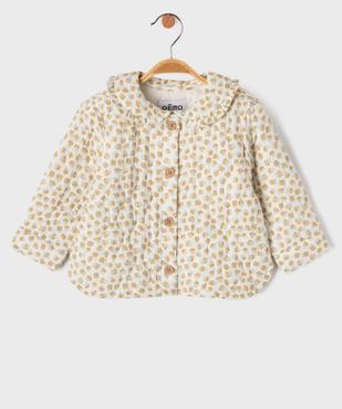 Veste en gaze de coton matelassé et fleuri à col Claudine bébé fille vue3 - GEMO(BEBE DEBT) - GEMO