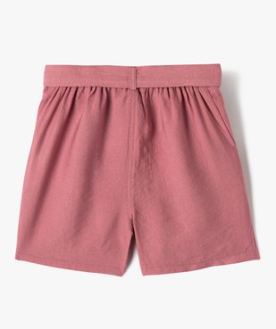 Short en viscose avec ceinture à boucle fille vue3 - GEMO (ENFANT) - GEMO