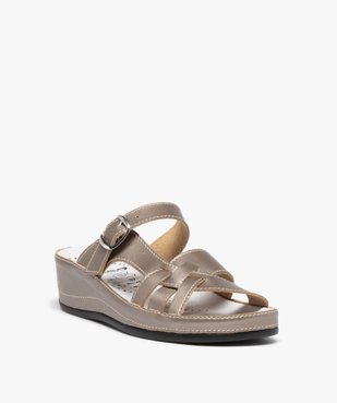Mules femme confort compensées dessus cuir vue2 - GEMO (CONFORT) - GEMO