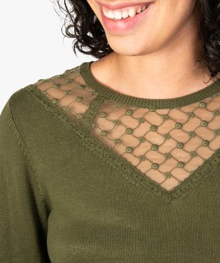 Pull femme en maille fine à décolleté dentelle vue2 - GEMO(FEMME PAP) - GEMO